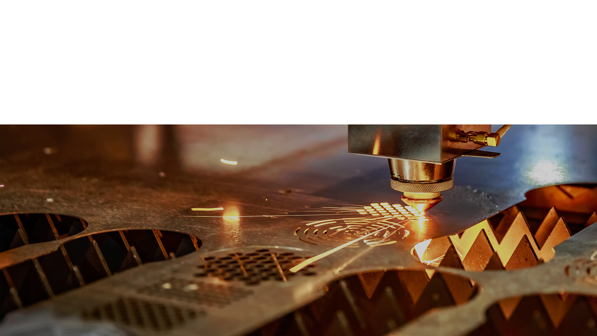 CNC Laser cutting of metal, modern industrial technology. .